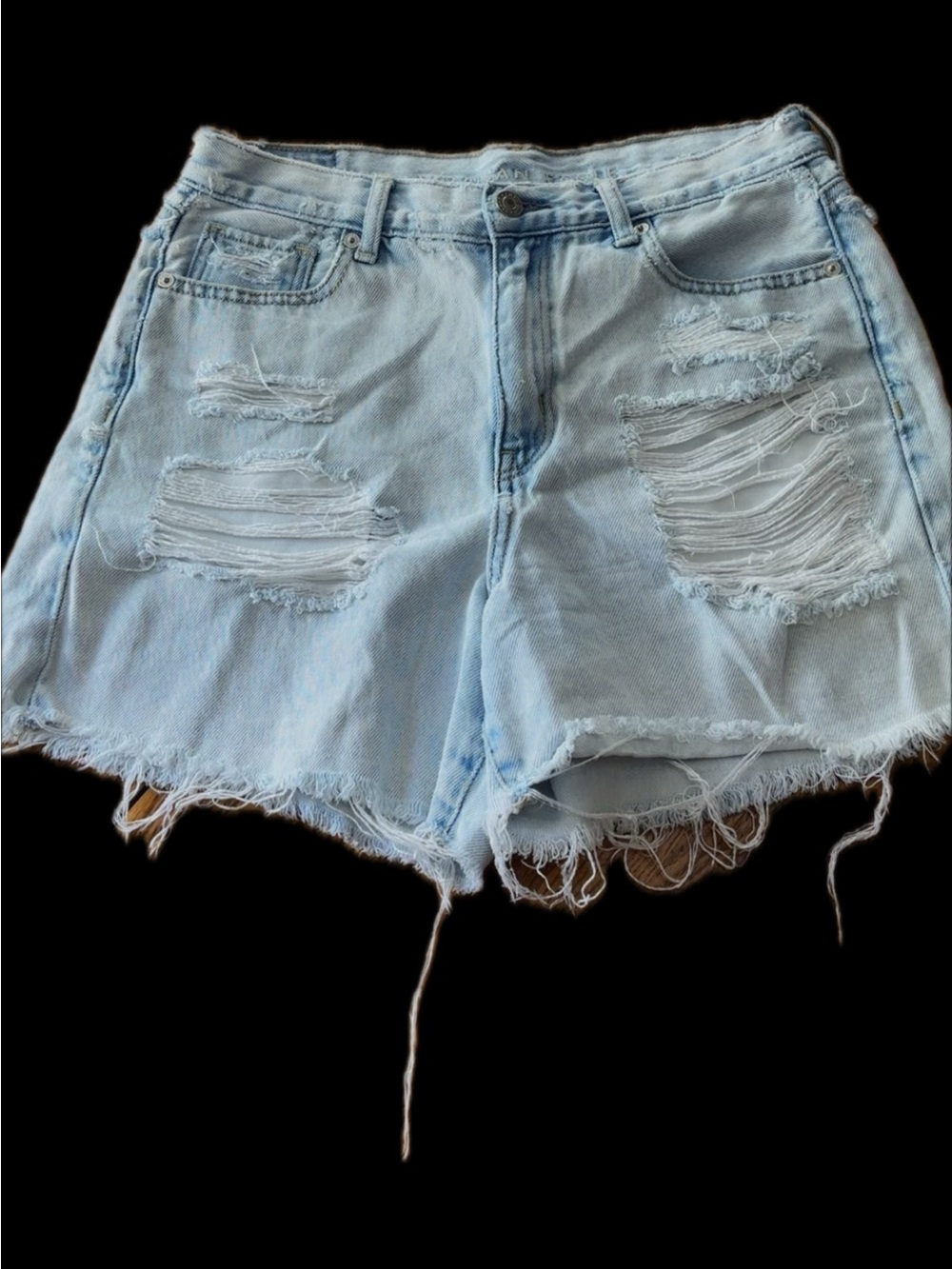 American Eagle Women’s Distressed Denim High-Rise Cut-Off Shorts Size 4